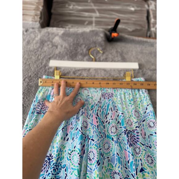 Lilly Pulitzer NWT Lorena Breezy Palazzo Blue Ibiza Open Water Pants M - Picture 11 of 12